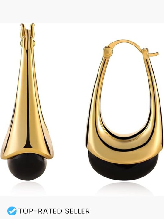 Jewelry - Chunky Gold Hoop Earrings Hypoallergenic Lightweight Vintage Style Teardrop